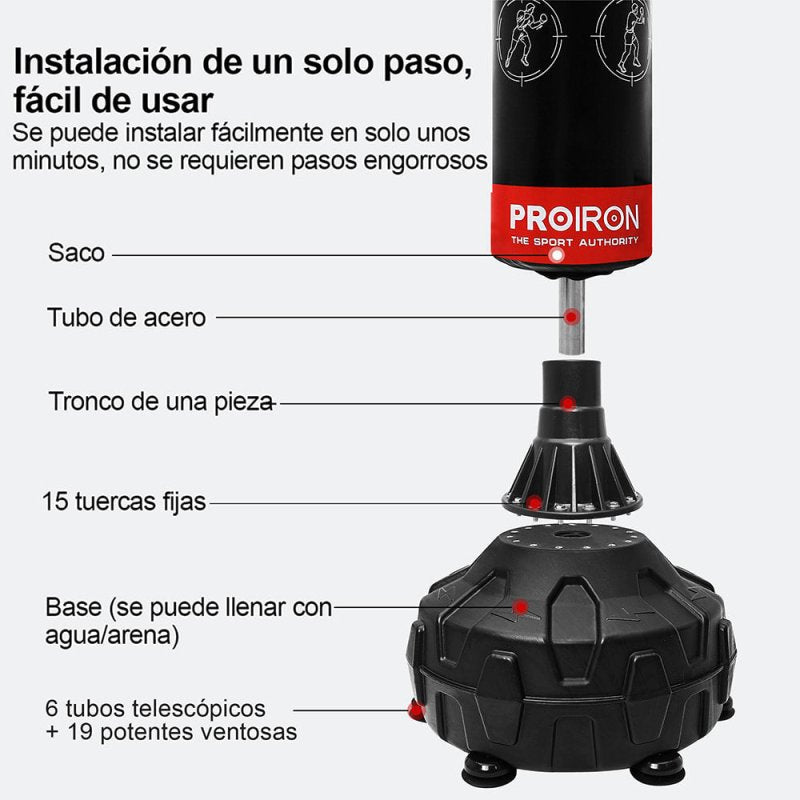 COMBO DE BOXEO, SACO DE BOX + GUANTES - PROIRON PERU
