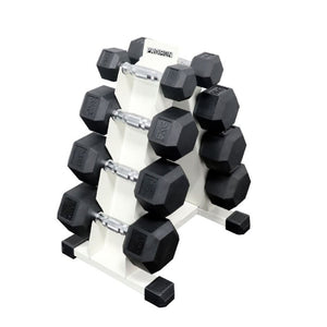 Sets de Mancuernas Hexagonales de Caucho + RACK